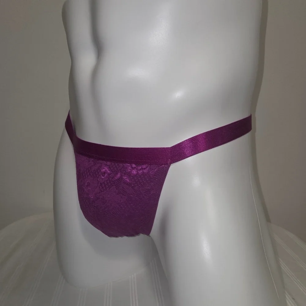 Cosabella Men's Thong Stretch Italian Lace Mid-Rise‎ Underwear Swiss Beet